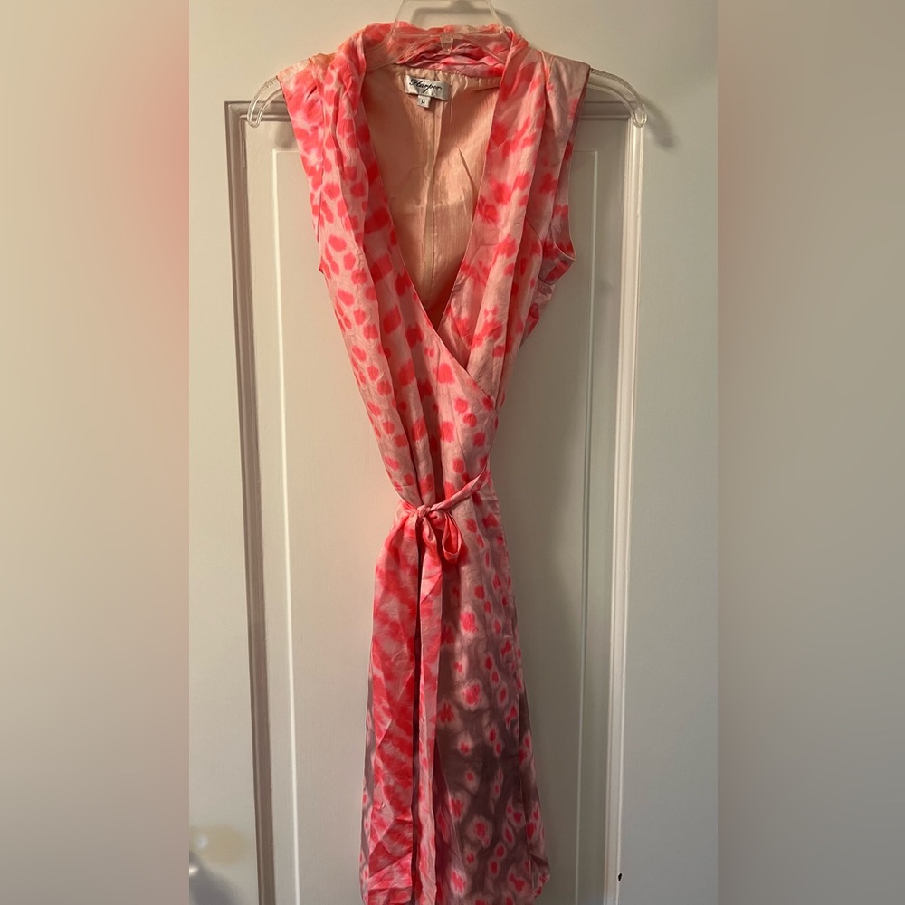 Hot pink one-of-a-kind silk wrap dress